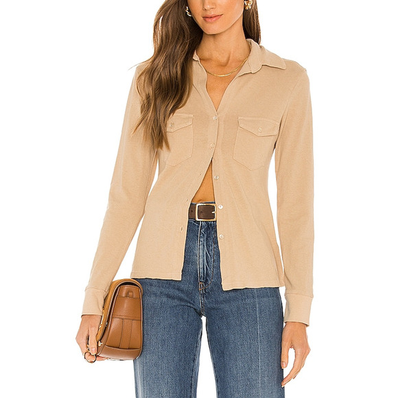 Nili Lotan 'Liam' Tan Shirt Size S - Picture 1 of 5